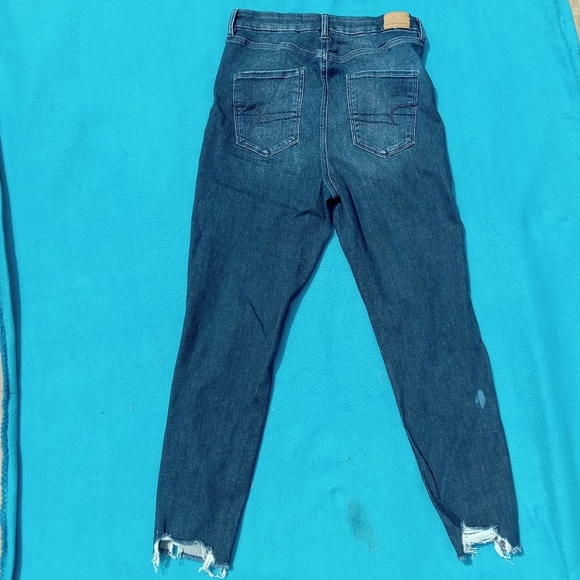 American Eagle Curvy Highest Rise Jegging Women's Distressed Dark Denim Sz 8 - Picture 2 of 8